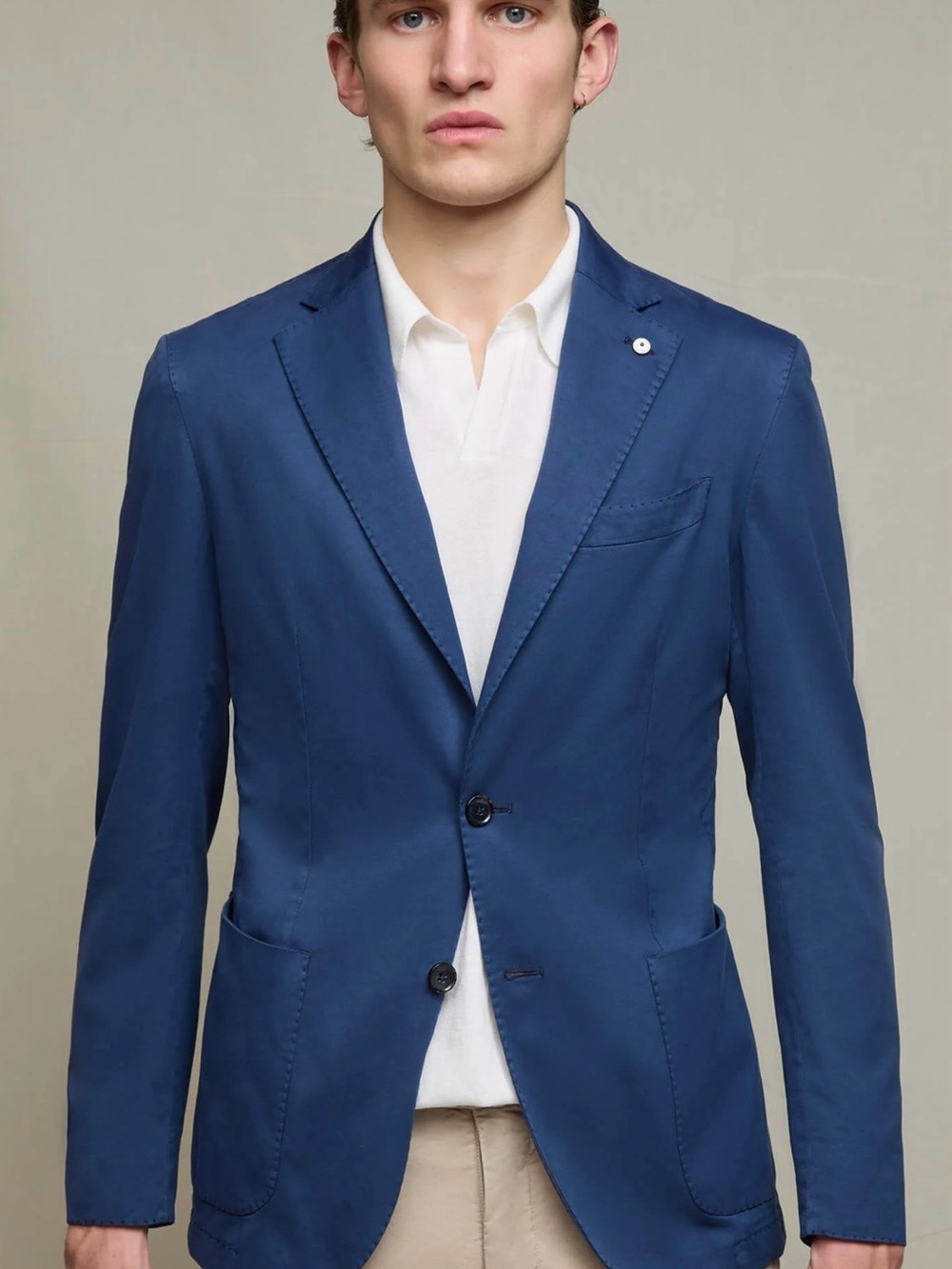 LBM 1911 tailored men’s Garment-dyed JACK jacket in intense blue. 50EU/40US